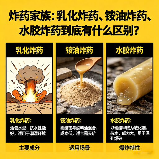 双滦炸药家族：乳化炸药、铵油炸药、水胶炸药到底有什么区别？